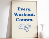 Every Workout Counts Poster, Retro Gym and Fitness Print, Workout Motivation, Home Gym Decor, Fitness Goals, Digital Download