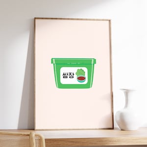 Ssamjang Poster, koreanisches Essen Poster, koreanische Küche, Südkorea, asiatische Wandkunst, Küche und Kulinarik Druck, digitaler Download