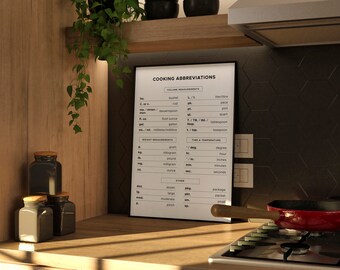 Grafico Di Conversione Magnetica Per Cucina - Tabella Misure Metriche Per Cucinare E Cuocere, Gadget Carino