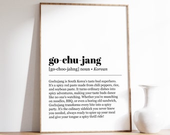 Gochujang Definition Poster, Korean Food Art (Digital Download)