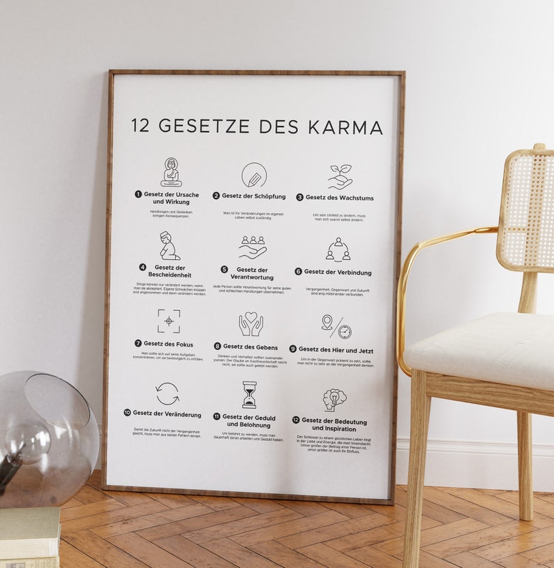 12 Laws of Karma Poster (german Version), 12 Gesetze Des Karma ...