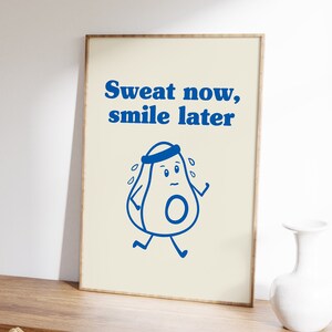 Sweat Now Smile Later Gym Poster, Motivational Workout Art (Digital Download) image 3