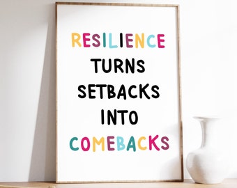 Resilience Poster, Resilience Quote, Positive and Empowering Affirmations, Personal Growth, Inspirational Wall Art, Digital Download