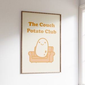 Kartoffel Poster, Kartoffel Kunstdruck, Der Couch Potato Club, trendige Retro Wandkunst, Retro Wohndekor, digitaler Download