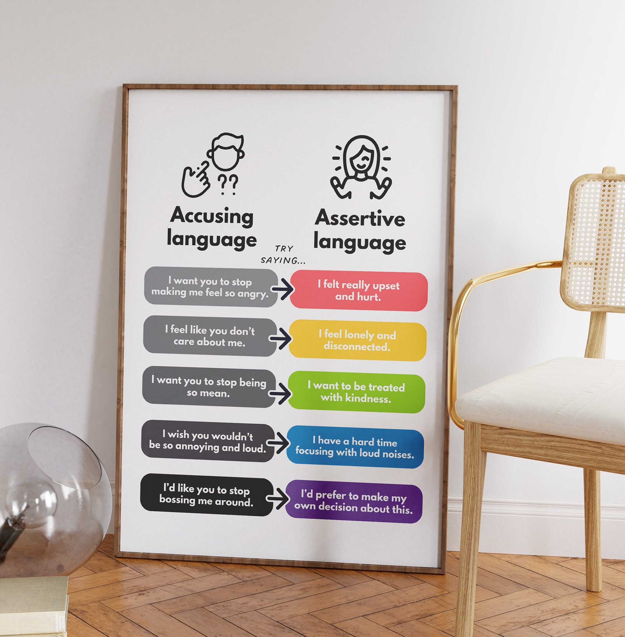 Accusing Vs. Assertive Language Poster Growth Mindset - Etsy