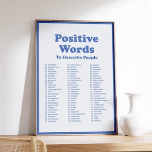 Positive Words Art Print, Retro Office Decor (Digital Download)