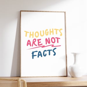 Les pensées ne sont pas des faits, affiche de citation, affiche de pensées, positivité et santé mentale, décoration de thérapie et de conseil, téléchargement numérique