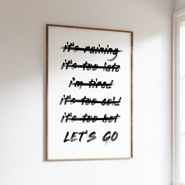 Let's Go Motivational Quote Poster, Printable Motivational Affirmations, Gifts for Athletes, Exercise Poster, Motivational Sports Quote