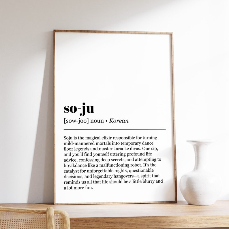 Soju Poster, Soju Definition Print, Korean Food and Cuisine, South ...