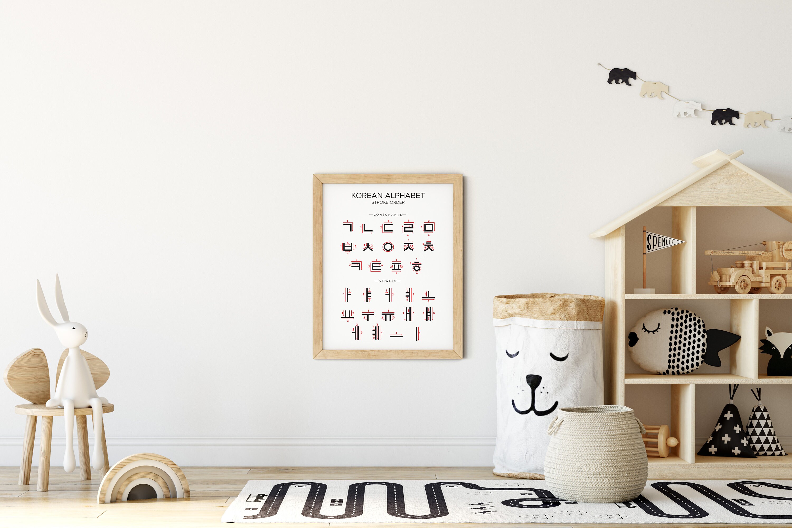 Hangul Alphabet Stroke Order Chart. Printable Poster for Hangul Alphabet Stroke Order Chart. Printable Poster for