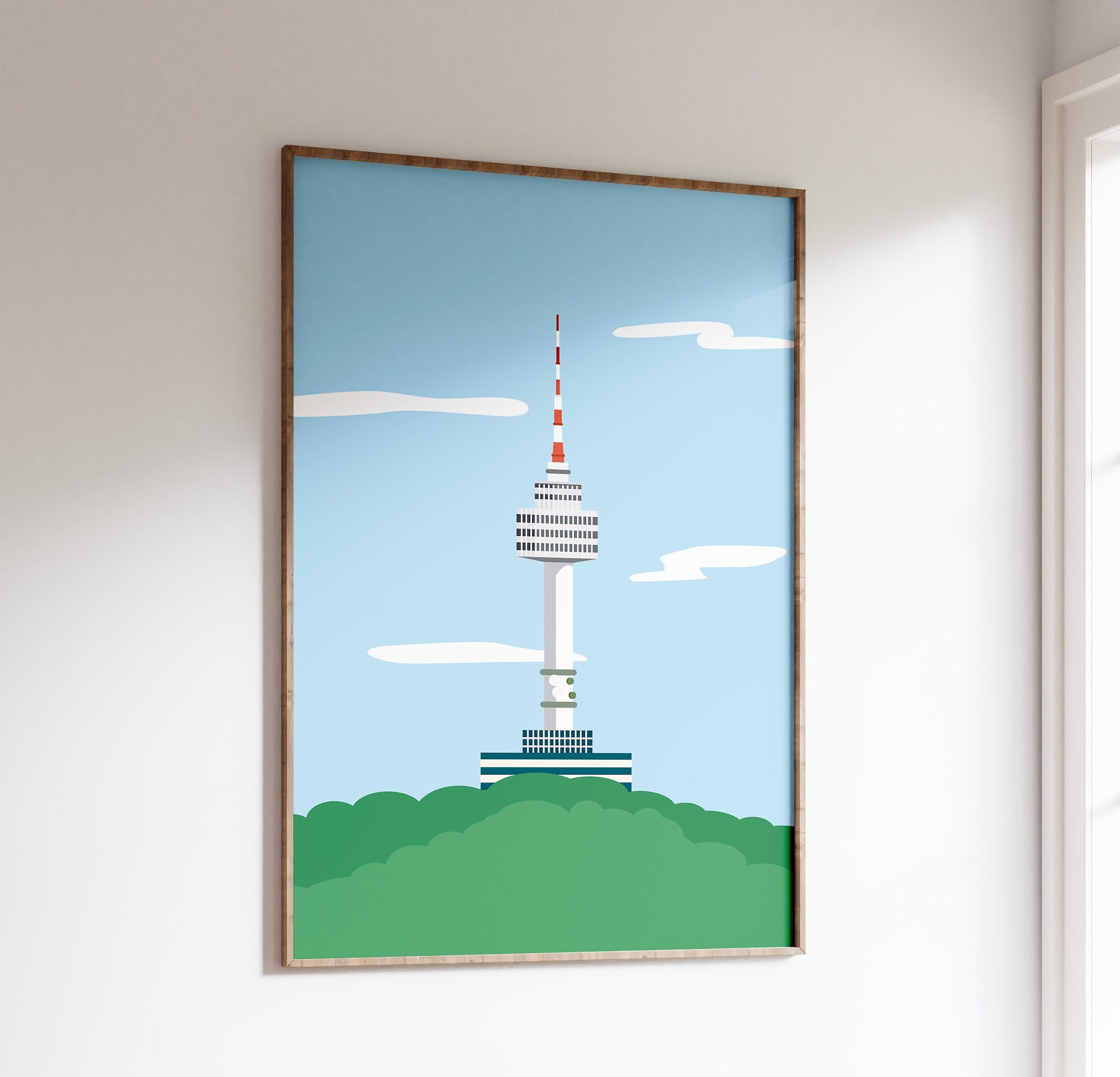 Seoul Tower Art Print, Namsan Mountain Poster (digital Download