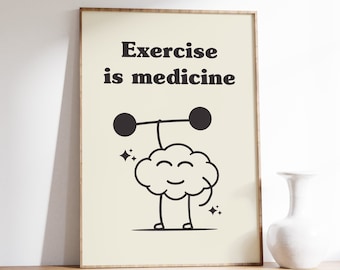 Exercise is Medicine Retro Print, Sports Quote Wall Art (Digital Download)