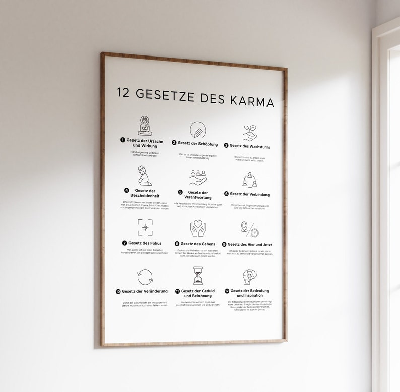 12 Laws of Karma Poster (german Version), 12 Gesetze Des Karma ...