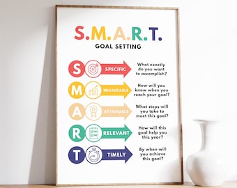 SMART Goals Poster, Classroom Office Decor (Digital Download)