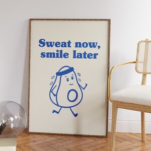 Sweat Now Smile Later Gym Poster, Motivational Workout Art (Digital Download) image 4