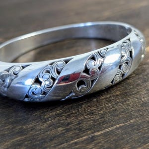 VTG Brighton Silver Kismet Large Hinged Bangle Bracelet #34