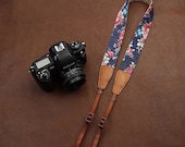 Birthday Gifts Cowboy Flower Nikon /Cannon /Sony Handmade Leather Camera Strap in Blue