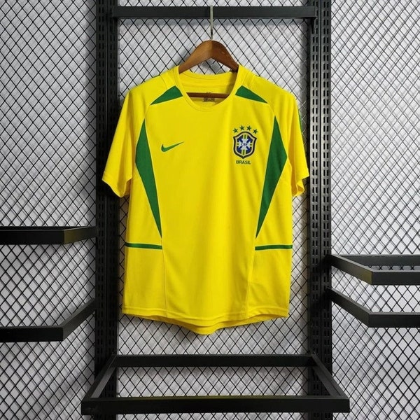 Brazilië WK 2002 Retro Jersey, Brazilië WK Voetbalshirt, Brazilië Voetbal Vintage Jersey, Rivaldo, Ronaldo, Ronaldinho Jersey
