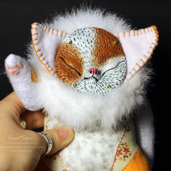 VERKAUF 17 % RABATT Kitty OOAK Plüschtier Puppe Tier rot orange Touch Fantasie Lust Kawaii Kunsthandwerk weichen Totem magische Liebe Seele Spielzeug schläfrige Katze Muschi