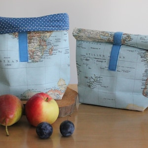 Lunchbag Vespertasche Pausenbrote Weltkarte/ Friedenstauben