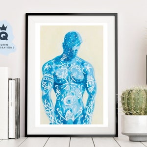 Gouache painting print, Art print, LGBTQ+, gay gift ideas, 18+, gay art print,