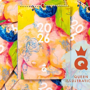 2026 Gay Wall Calendar. Filled with gay art. Perfect Christmas gift. Beautiful LGBTQ Illustrations for your home or gift