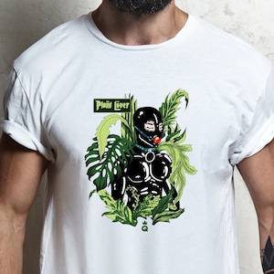 PLANT LOVER T-SHIRT, Lgbtq+, Gay gift ideas, kinky gay art, Latex gimp mask with plants