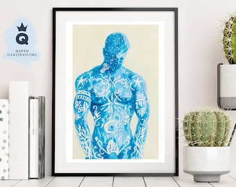 Gouache painting print, Art print, LGBTQ+, gay gift ideas, 18+, gay art print,