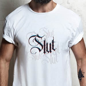 S1UT, gay goth T-shirt, perfect for pride or as gift, Gothic style letters, great as a gift