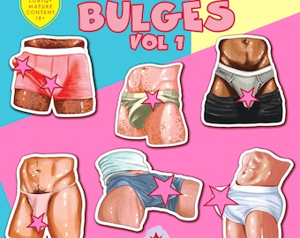 BULGES Stickerbogen vol 1, wasserfester Vinyl-Stickerbogen, Gay Fun Geschenkideen, Gay Stickers