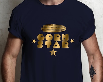 Camiseta Corn Star / estampado dorado metalizado / más opciones en el interior / unisex 100% algodón / camiseta cool lgbq+
