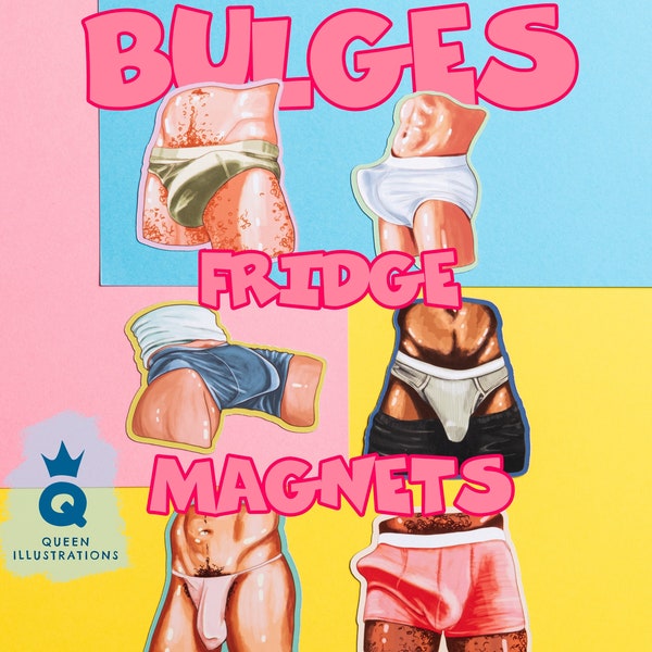 BULGES FRIDGE MAGNETS, super hot gay magnets, fun gift ideas, Gay art