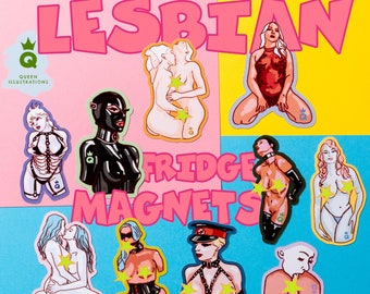 LESBIAN FRIDGE MAGNETS, super hot girls, fun gift for her, Gay art magnets. mature