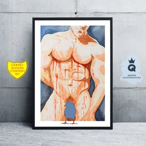 TOMAS  watercolour painting, Art print or original artwork. LGBTQ+ gay art, gift ideas for him or as home decor. mature
