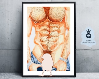 DREAMLAND - watercolour painting, Art print or original artwork. LGBTQ+ gay art, gift ideas for him or as home decor. mature