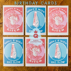 Cartes de vœux d’anniversaire, fabriquées à la main, imprimées à la main, impression linocut traditionnelle, LGBTQ+, GAY