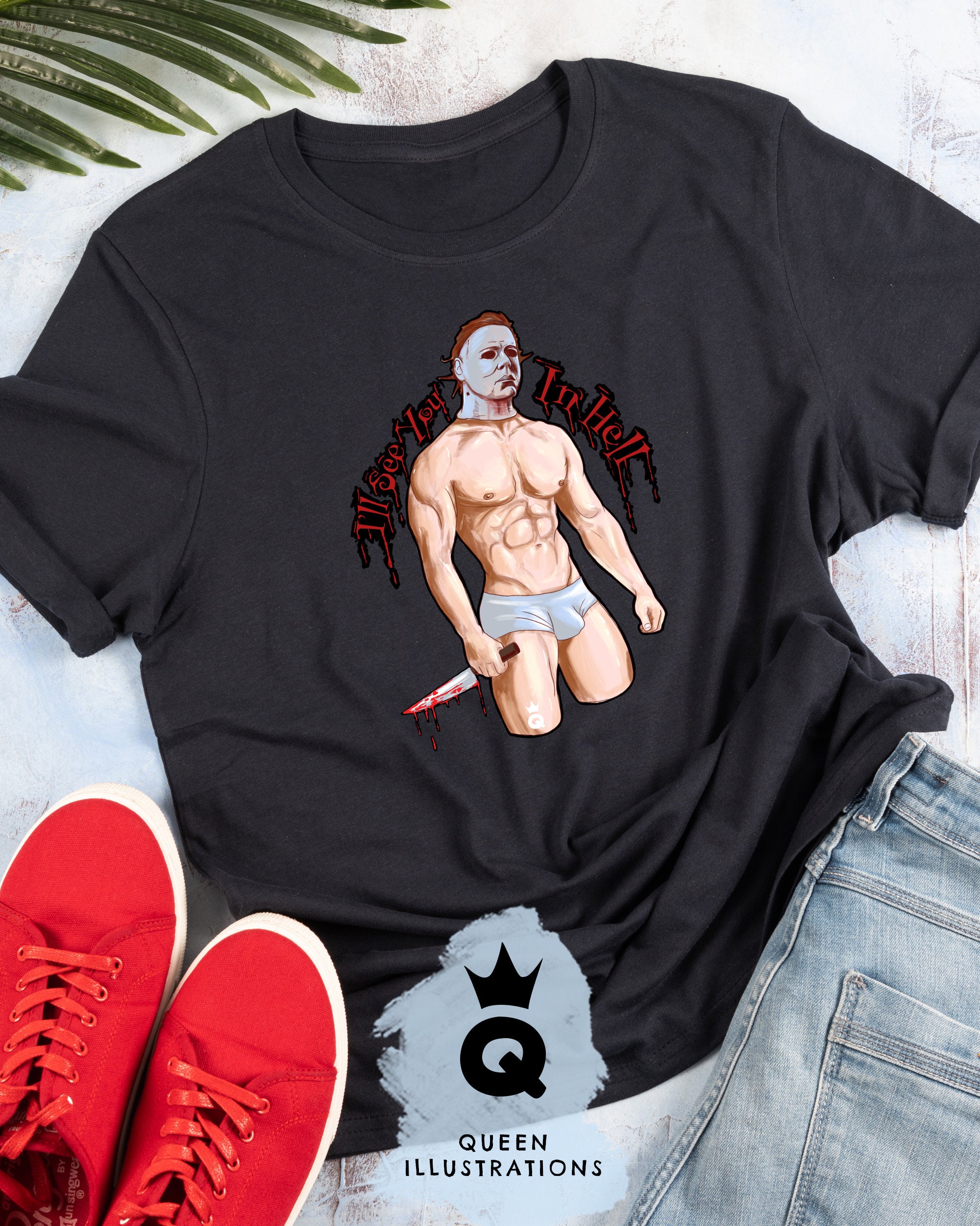 Discover Michael Myers Halloween, Gay Halloween Tshirt, LGBTQI+ T-shirt, unisex, Gift ideas for him, herm or them. Gay Horror Art