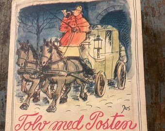 Vintage Danish Post Cards. Tolv Med Posten Hans Christen Andersen. Antique Postcards. Art Postcards. Souvenir Post Cards. Denmark Souvenir.