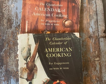 Chamberlain Calendar of American Cooking For Engagements. 1960 Week by Week Date Book Vintage Cookbook. Gift for Cook, Chef.