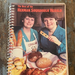 Bread Cookbook. The Best of Herman Sourdough Herald. 1990. Cooking Gift. Vintage Baker Gift.