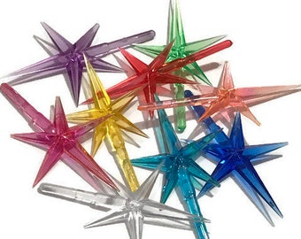 Small Ceramic Tree Star Topper. Aqua, Blue, Clear, Green, Orange, Pink, Purple, Red, Yellow. Small Modern Star.