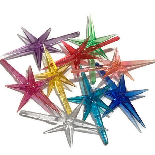 Small Ceramic Tree Star Topper. Aqua, Blue, Clear, Green, Orange, Pink, Purple, Red, Yellow. Small Modern Star.