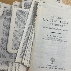 50 Antique Latin Dictionary Paper. Vintage Dictionary Book Pages. Small Book Pages. Dictionary Paper. Scrapbooking. Decoupage.Junk Journal