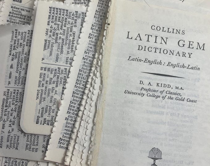 50 Antique Latin Dictionary Paper. Vintage Dictionary Book Pages. Small ...