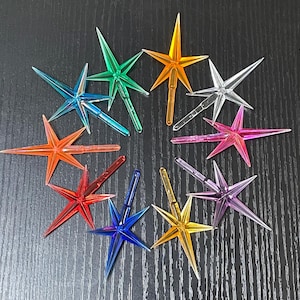 Small Ceramic Tree Star Topper. Aqua, Blue, Clear, Green, Orange, Pink, Purple, Red, Yellow. Small Modern Star. Ceramic Christmas Tree Star.