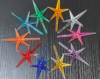 Small Ceramic Tree Star Topper. Aqua, Blue, Clear, Green, Orange, Pink, Purple, Red, Yellow. Small Modern Star. Ceramic Christmas Tree Star.