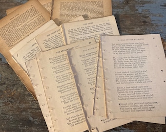 40 Antique Small Book Pages. 4" x 5.5" & 5" x 7" Aged Book Paper. Book Pages for Crafts.  Book Paper for Scrapbooking.