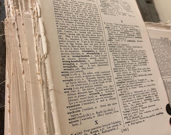40 French Dictionary Pages. Antique Book Pages. Antique Dictionary Paper. Paper for Scrapbooking, Journaling. Junk Journal. Old Book Paper.