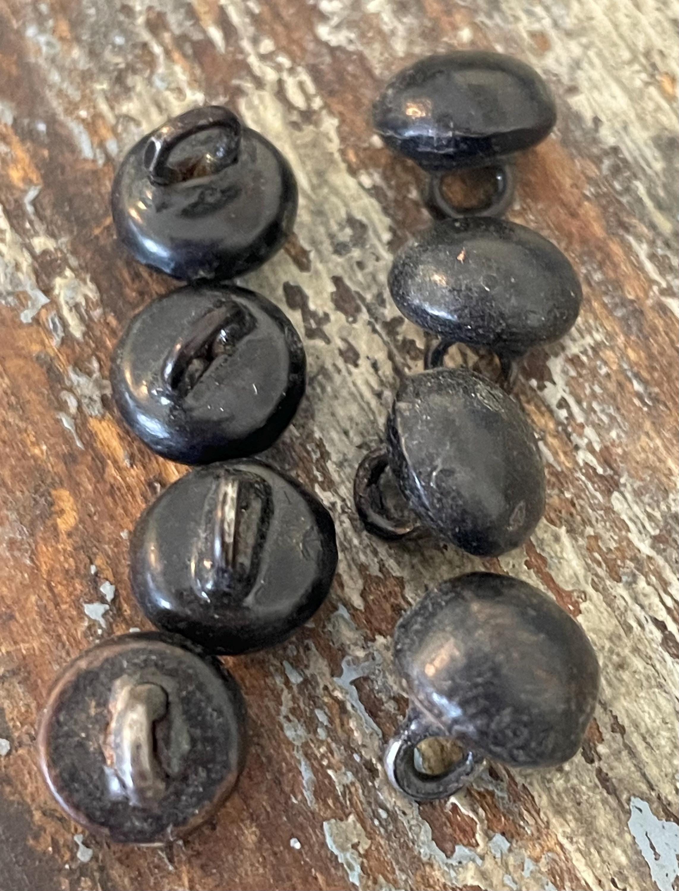 Small Round Button 25 Vintage Tiny Black Round Buttons With Metal Shank Loop Back. Small ...
