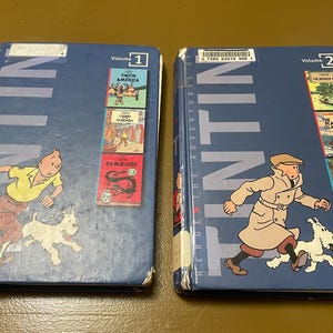The Adventures of Tintin. Herge. 6 Tintin Books in Two Volumes. Graphic Novel. Comic Book. Elementary School Book.